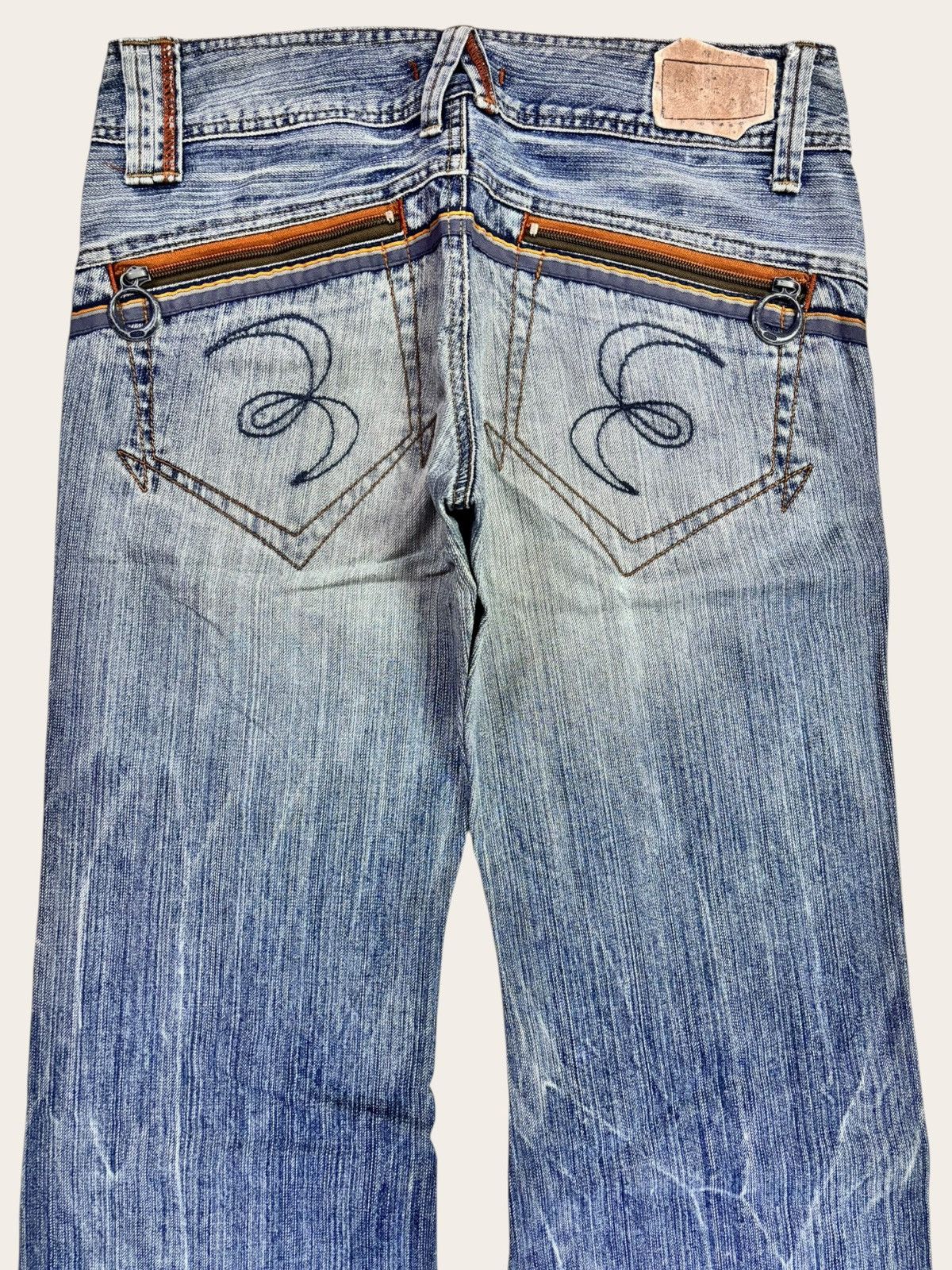 If Six Was Nine Japan Blue Way Grunge Faded Heavy Flared Jeans Size US 33 - 7 Thumbnail