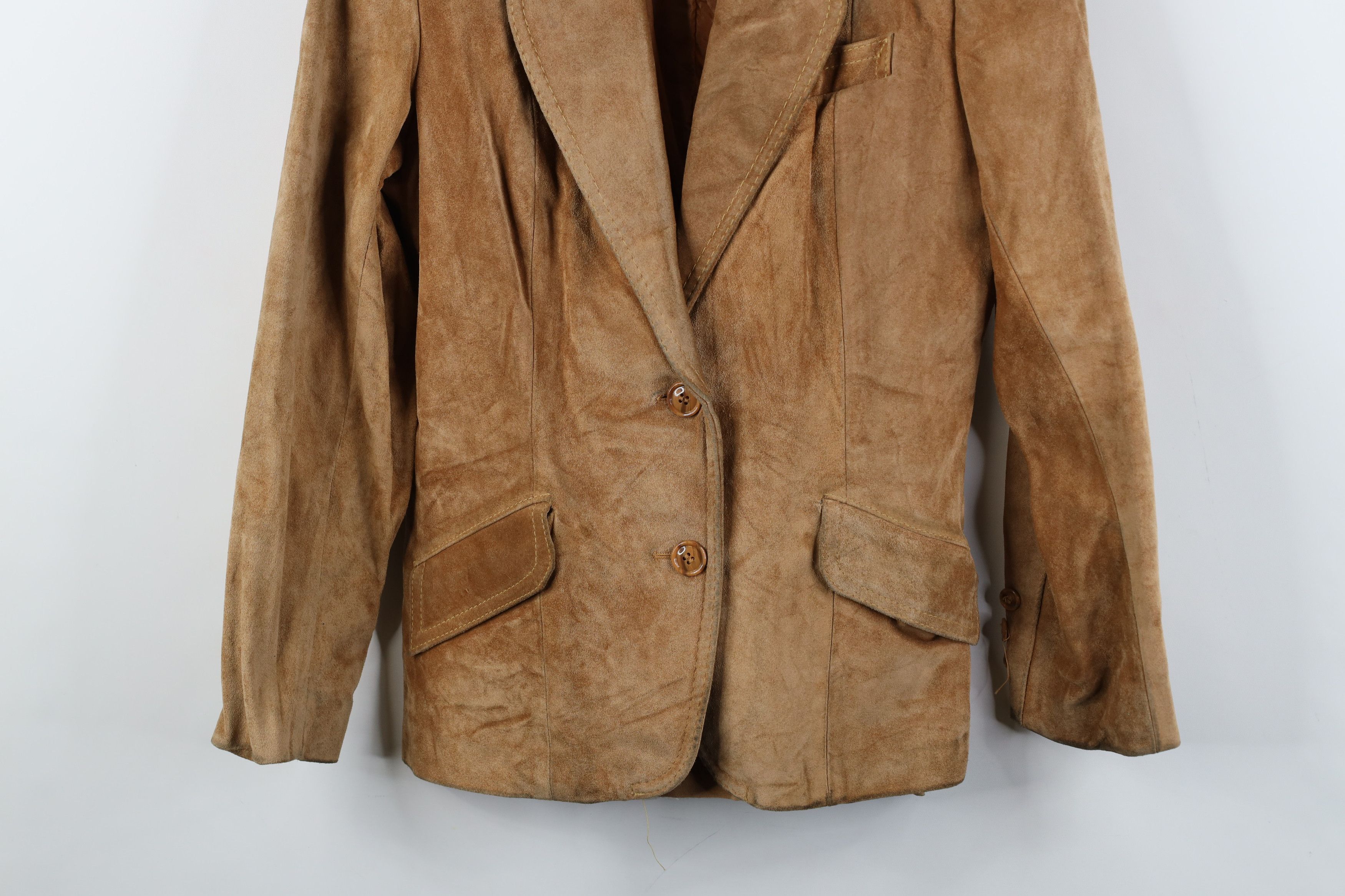 Vintage Vintage 70s 80s Streetwear Suede Leather Blazer Jacket Brown Size L / US 10 / IT 46 - 3 Thumbnail