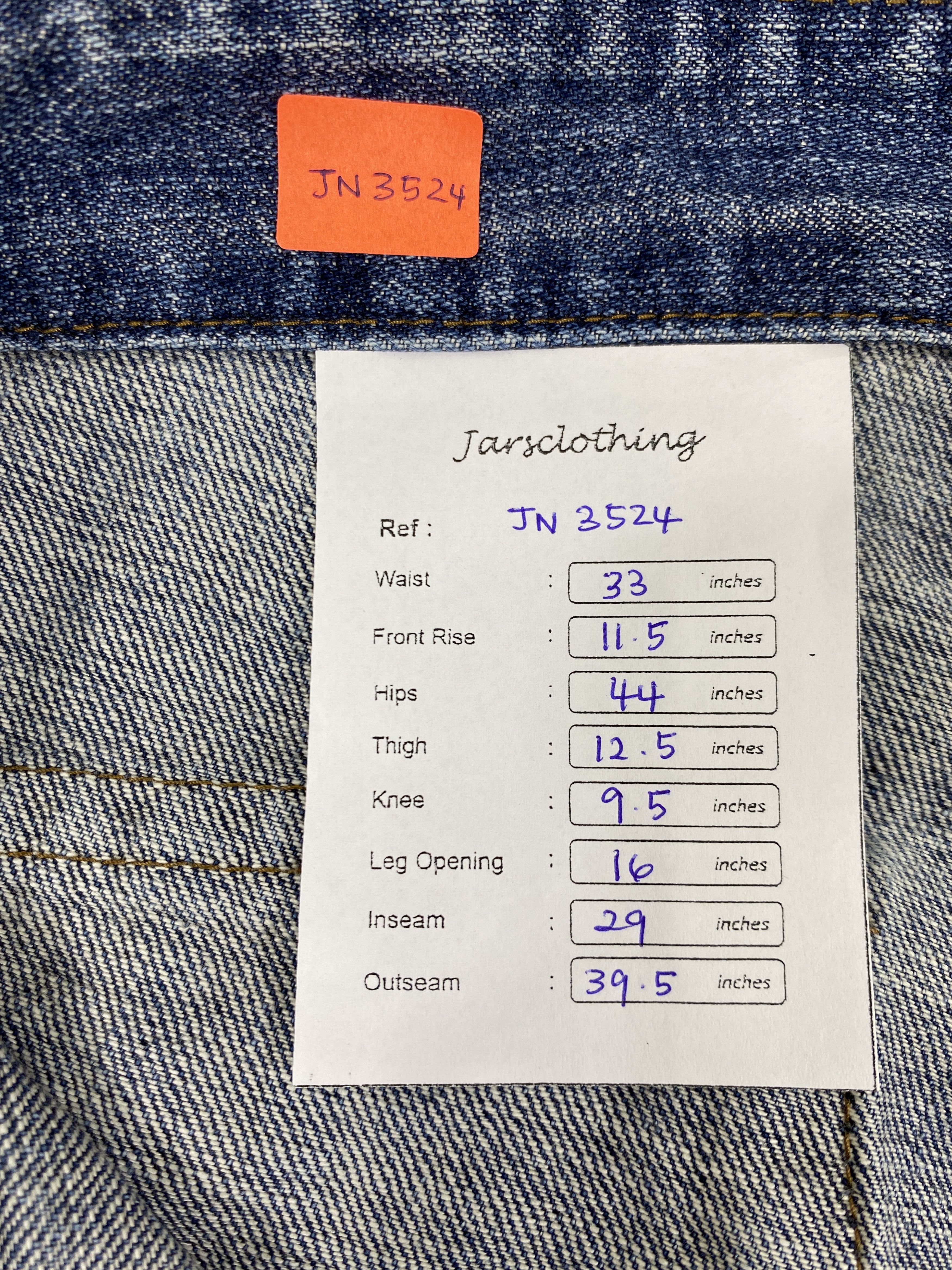 Japanese Brand Distressed Blue Global Work Jeans 33x29 Denim- JN3524 Size US 33 - 8 Thumbnail