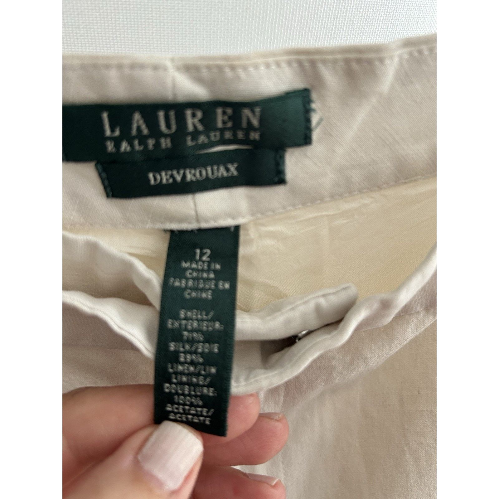 Lauren Ralph Lauren Ralph Lauren Cream Silk Linen Dress Pants Minimalist 12 Size 34" / US 12 / IT 48 - 3 Thumbnail