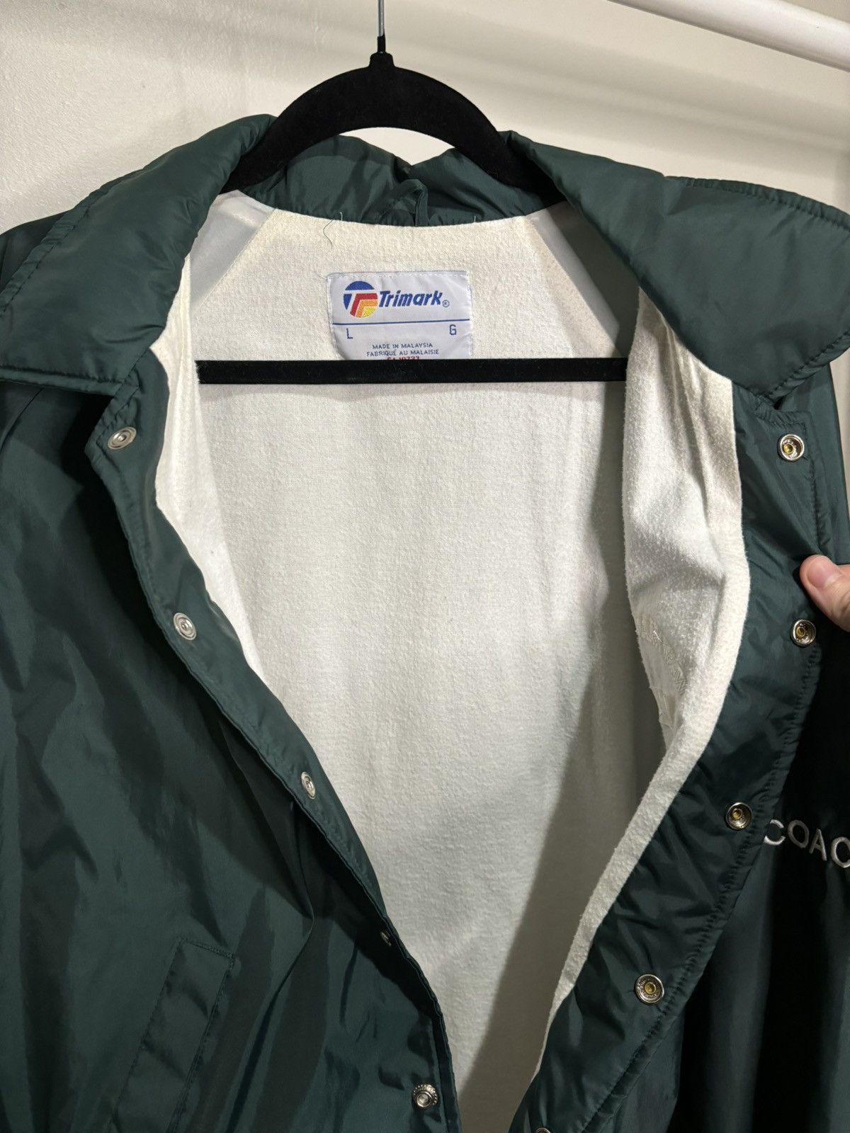 Vintage Vintage 1990s Green Varsity Windbreaker Jacket Size US L / EU 52-54 / 3 - 6 Thumbnail