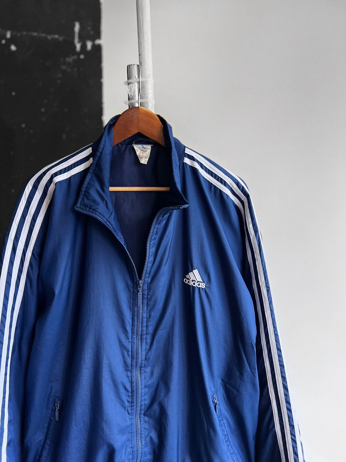 Adidas × Vintage Adidas Vintage Mens Blue Zip Jacket Long Sleeve 3-Stripes Size US L / EU 52-54 / 3 - 2 Thumbnail