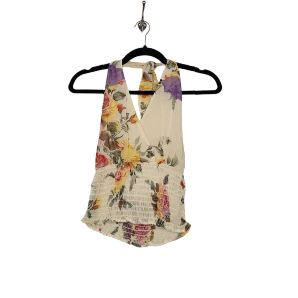 Vintage VINTAGE y2k Halter Top Floral Elastic Medium Fairy Summer Shirt Top Size M / US 6-8 / IT 42-44 - 2 Thumbnail