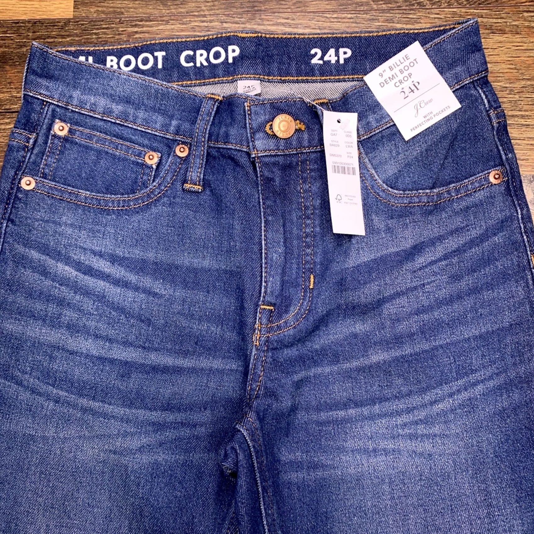 J.Crew VINTAGE J.CREW Billie Cropped Jeans Womens 24 Petite Blue Denim 5-Pocket Modern Slim Fit 22.5 Inseam Regular 24P NWT Size 42" / US 20 - 4 Thumbnail