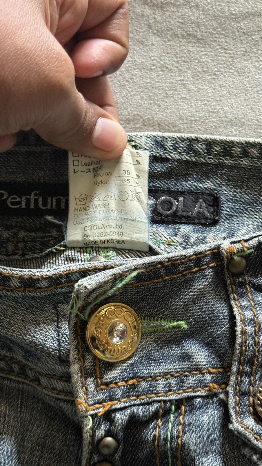 Japanese Brand Perfume by COOLA Distress Flare Denim Jeans Lace Patchwk Y2K Size 27" / US 4 / IT 40 - 11 Thumbnail