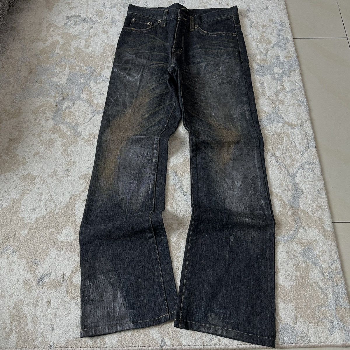semanticdesign rare SEMANTIC DESIGN waxed snakeskin denim flare Size US 32 / EU 48 - 1 Thumbnail