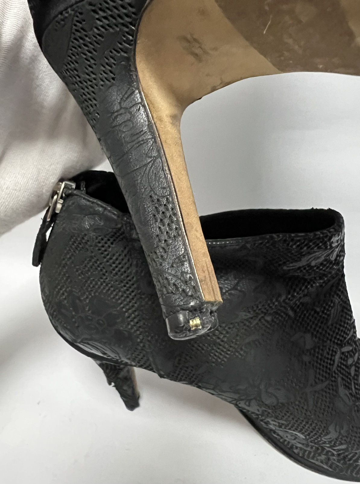 Chanel - Lace Coco Mark Open Toe Short Boots