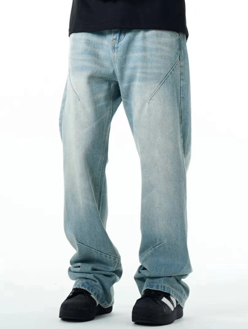 Japanese Brand × Jean Washed distressed straight loose simple blue casual jeans Size US 32 / EU 48 - 1 Thumbnail