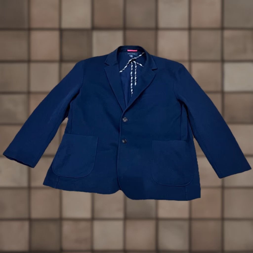 Tommy Hilfiger Tommy Hilfiger Knit Blazer Men’s 2XL Navy Blue Elbow Patch Size 48R - 1 Thumbnail