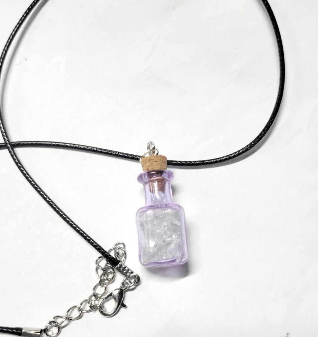 Handmade Natural crystal clear quartz in mini bottle necklace Size ONE SIZE - 4 Thumbnail