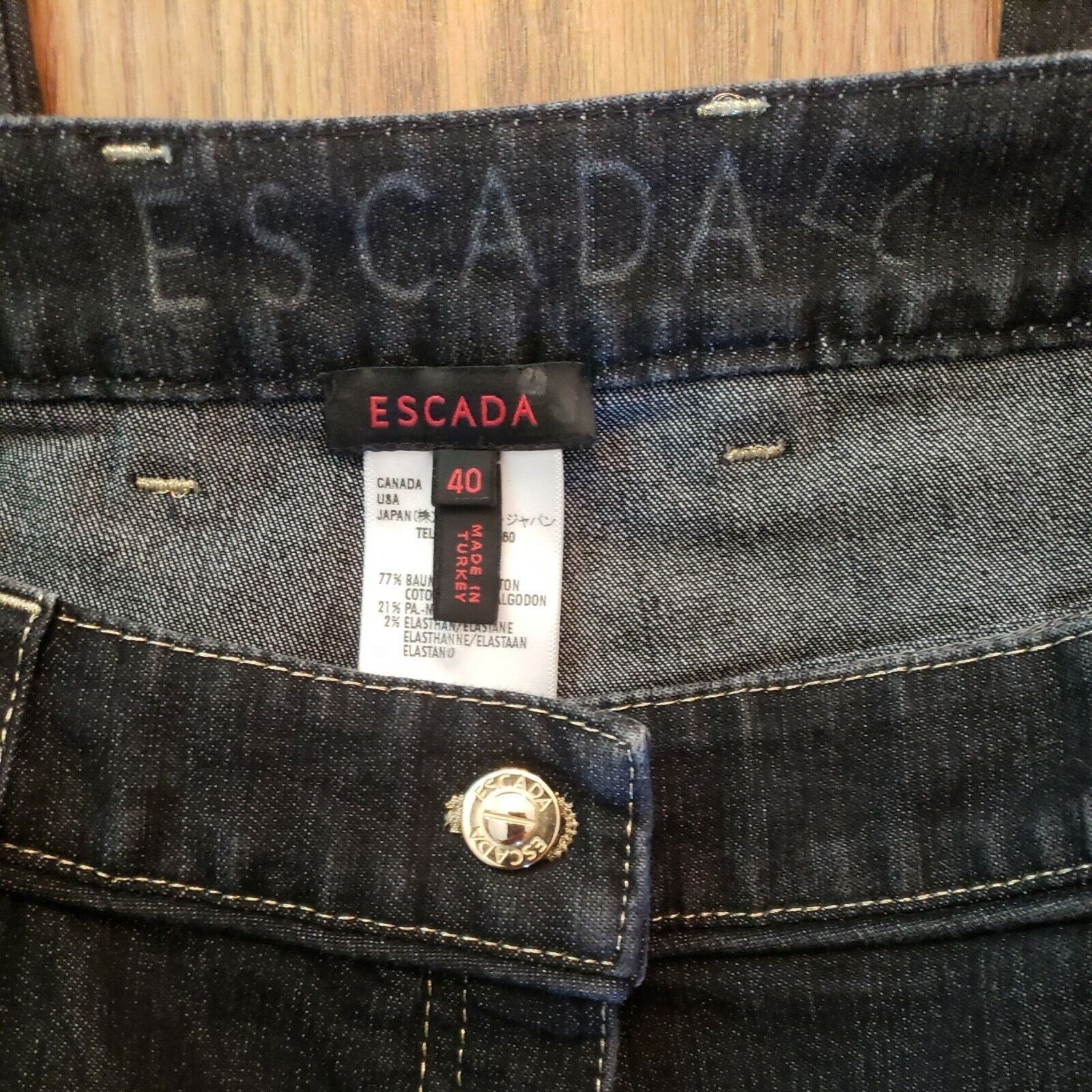 Escada Escada Jeans Womens 10 Italy 40 Black Gold Stitch Straight L Size 27" / US 4 / IT 40 - 9 Thumbnail