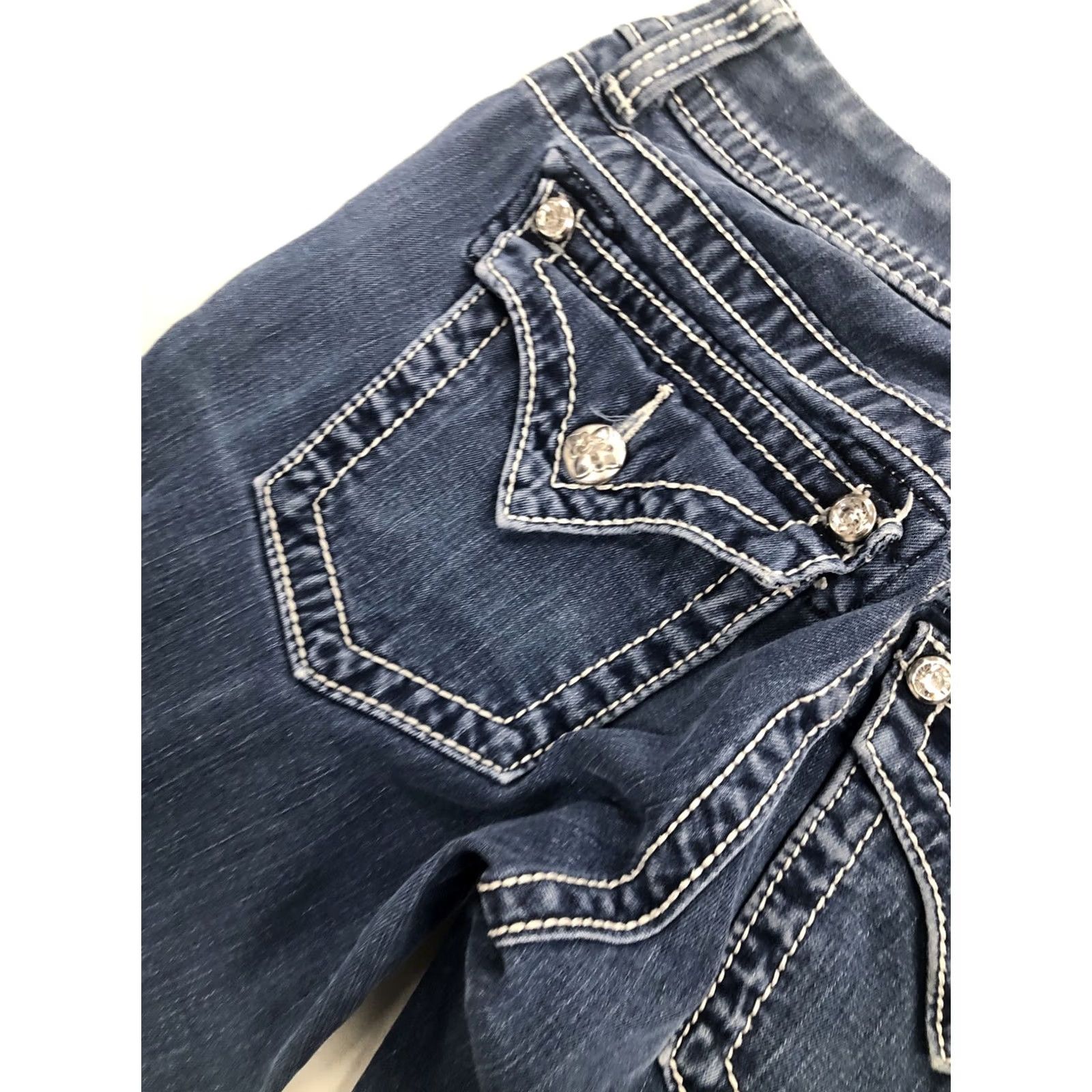 Miss Me MISS ME Jeans Skinny Low Rise 25x29 VAL A 25 Blue Denim 5-Pocket Zip Womens Regular Slim 7" Rise 29" Inseam Size 42" / US 20 - 4 Thumbnail