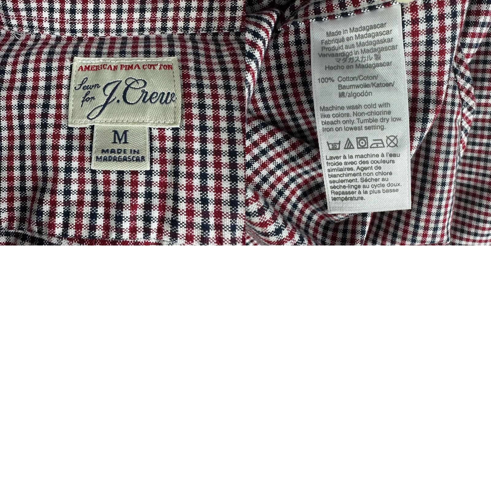 J.Crew J.CREW Shirt Mens M Slim Red White Blue Check Cotton Long Sleeve Button-Down Collar Up Dow Size US M / EU 48-50 / 2 - 8 Thumbnail