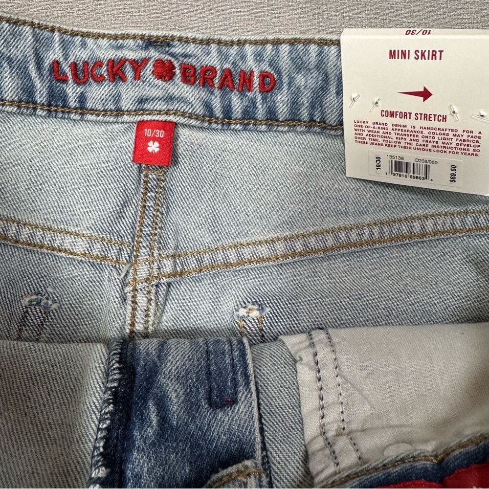 Lucky Brand NWT New LUCKY BRAND Mini Denim Skirt With Embroidered Detai Size 32" / US 10 / IT 46 - 7 Thumbnail