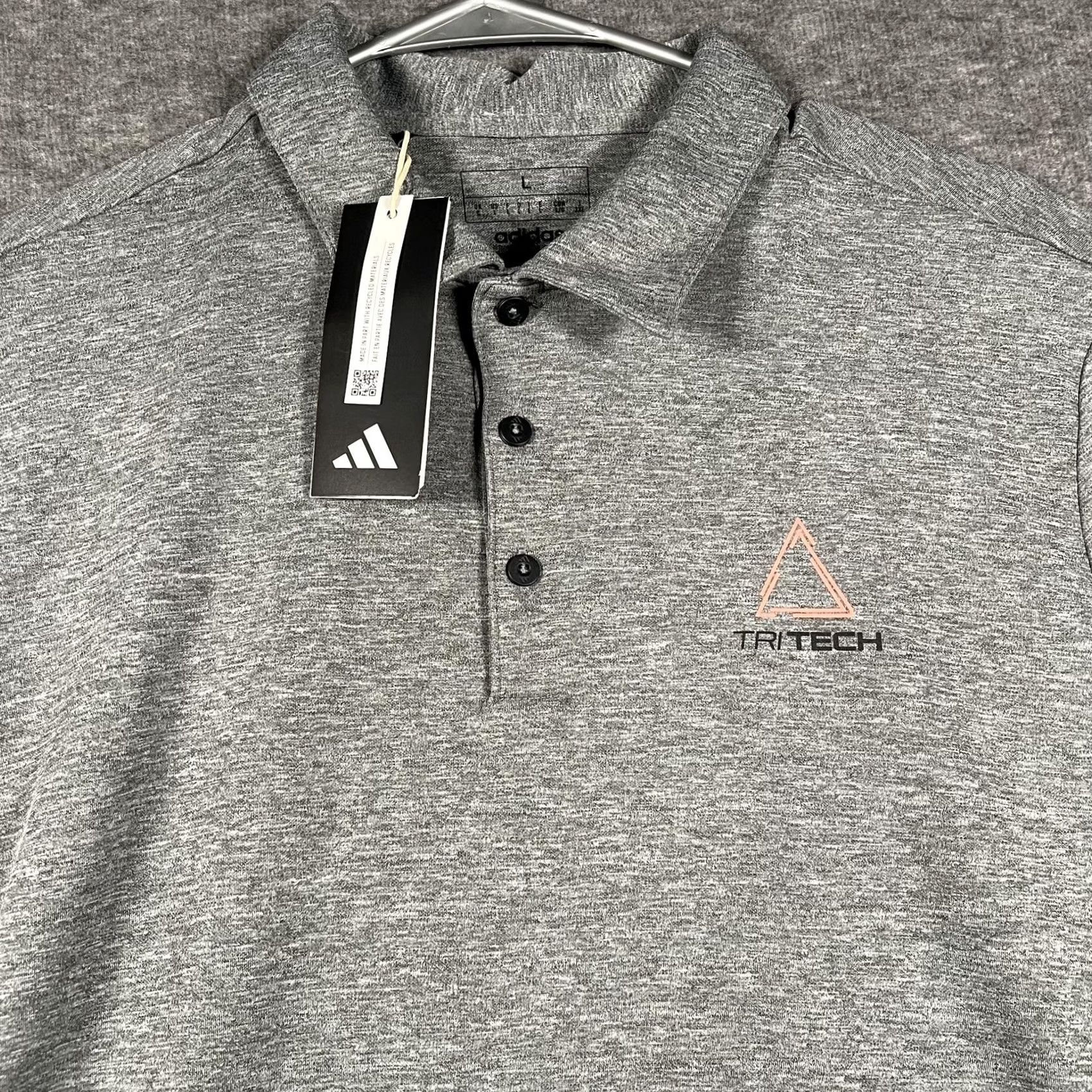 Adidas Adidas Polo Shirt Mens Large Gray Black Heather Performance Golf A582 HTR HS401 Size US L / EU 52-54 / 3 - 2 Thumbnail