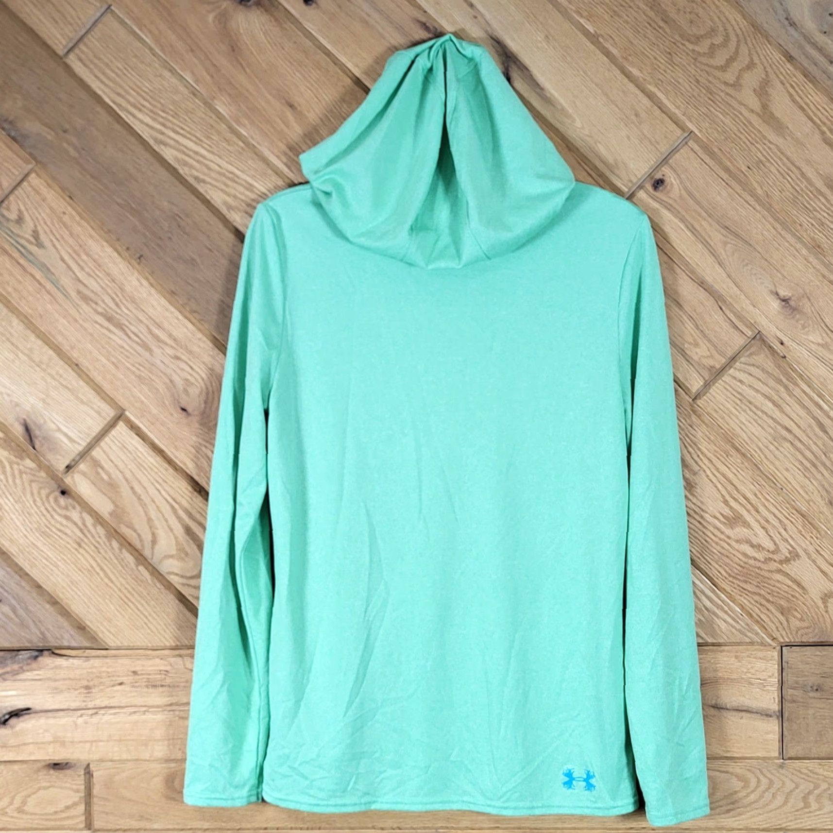 Under Armour Under Armour Hoodie Shirt Mens M Allseasongear Teal Green Semi-Fitted Hooded Lightweight Breathable Gym Running Training Size US M / EU 48-50 / 2 - 6 Thumbnail