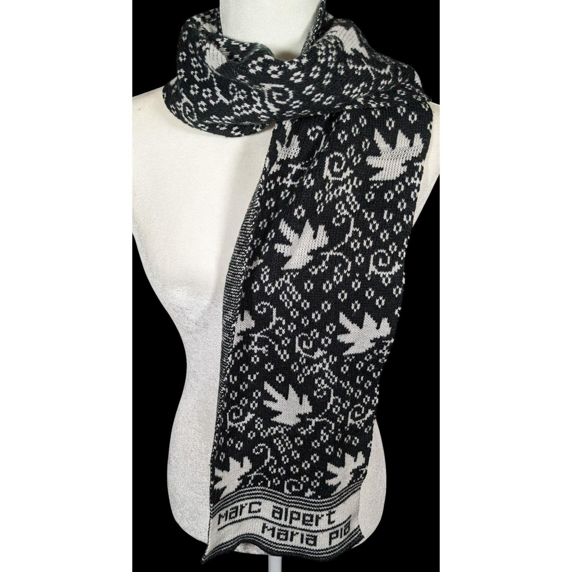 Other Marc Alpert Maria Pia Black And White Leaf Scarf Size ONE SIZE - 2 Thumbnail