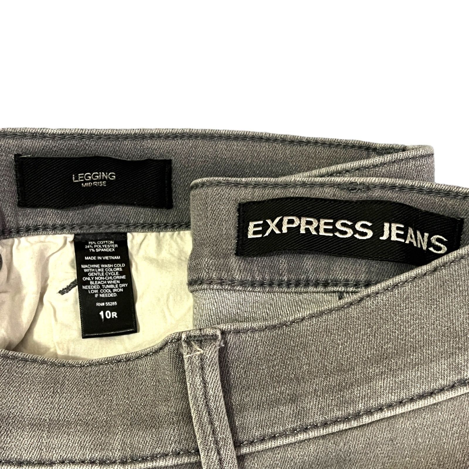 Express Light Gray Mid Rise Legging Jegging Stretch Jeans Size 34" / US 12 / IT 48 - 5 Thumbnail