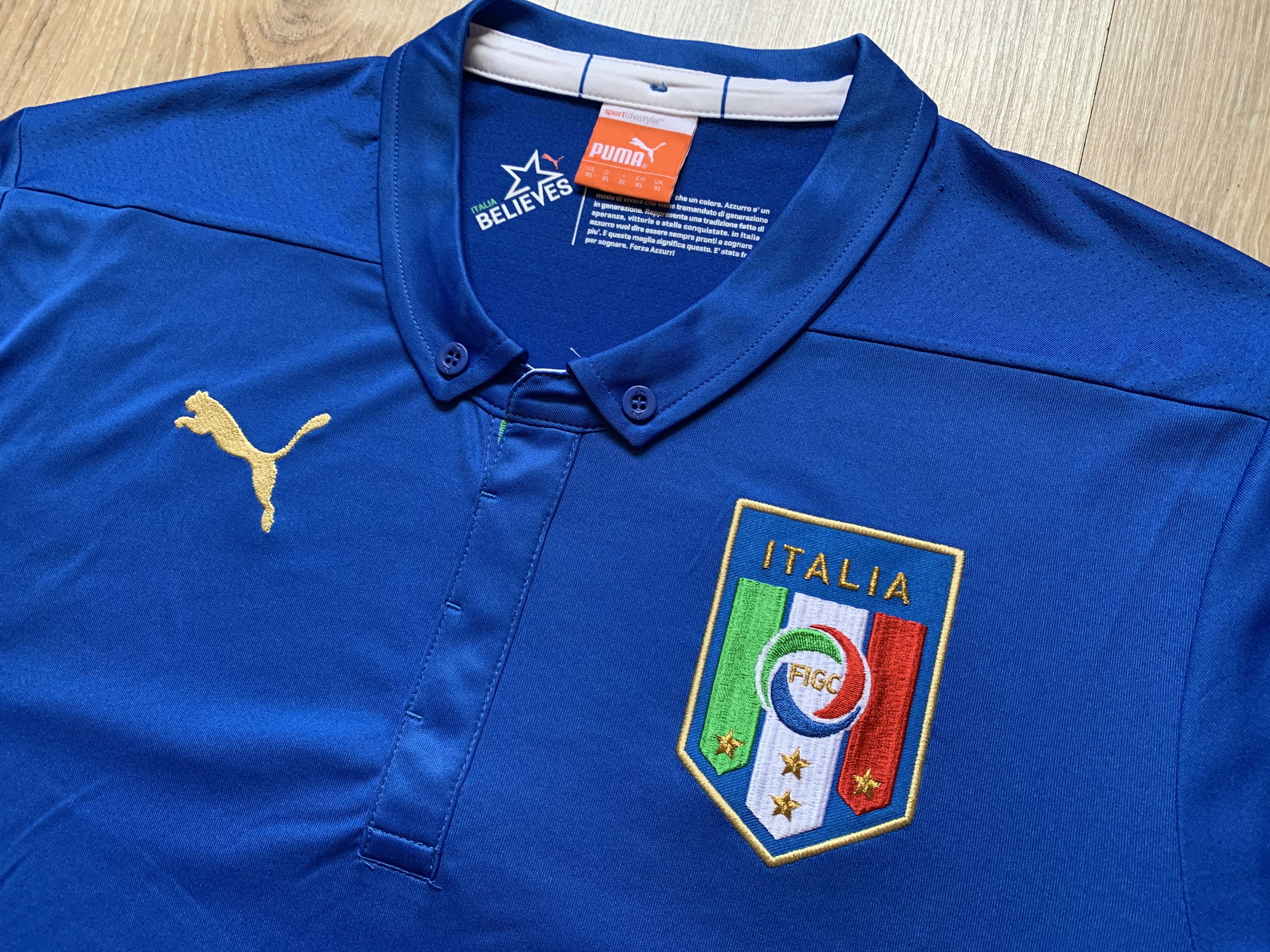 Puma × Vintage Vintage Puma Italy Home Football Shirt 2014-2015 Size US XL / EU 56 / 4 - 4 Thumbnail