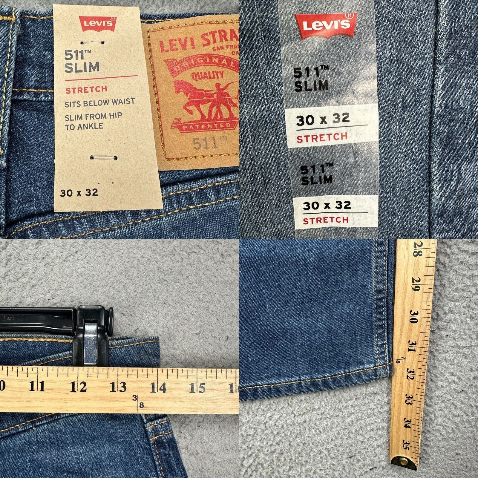 Levi's Levi's 511 Slim Fit Jeans Mens 30X32 Blue Distressed Red Tab 5 Pocket Stretch NEW Size US 30 / EU 46 - 8 Thumbnail