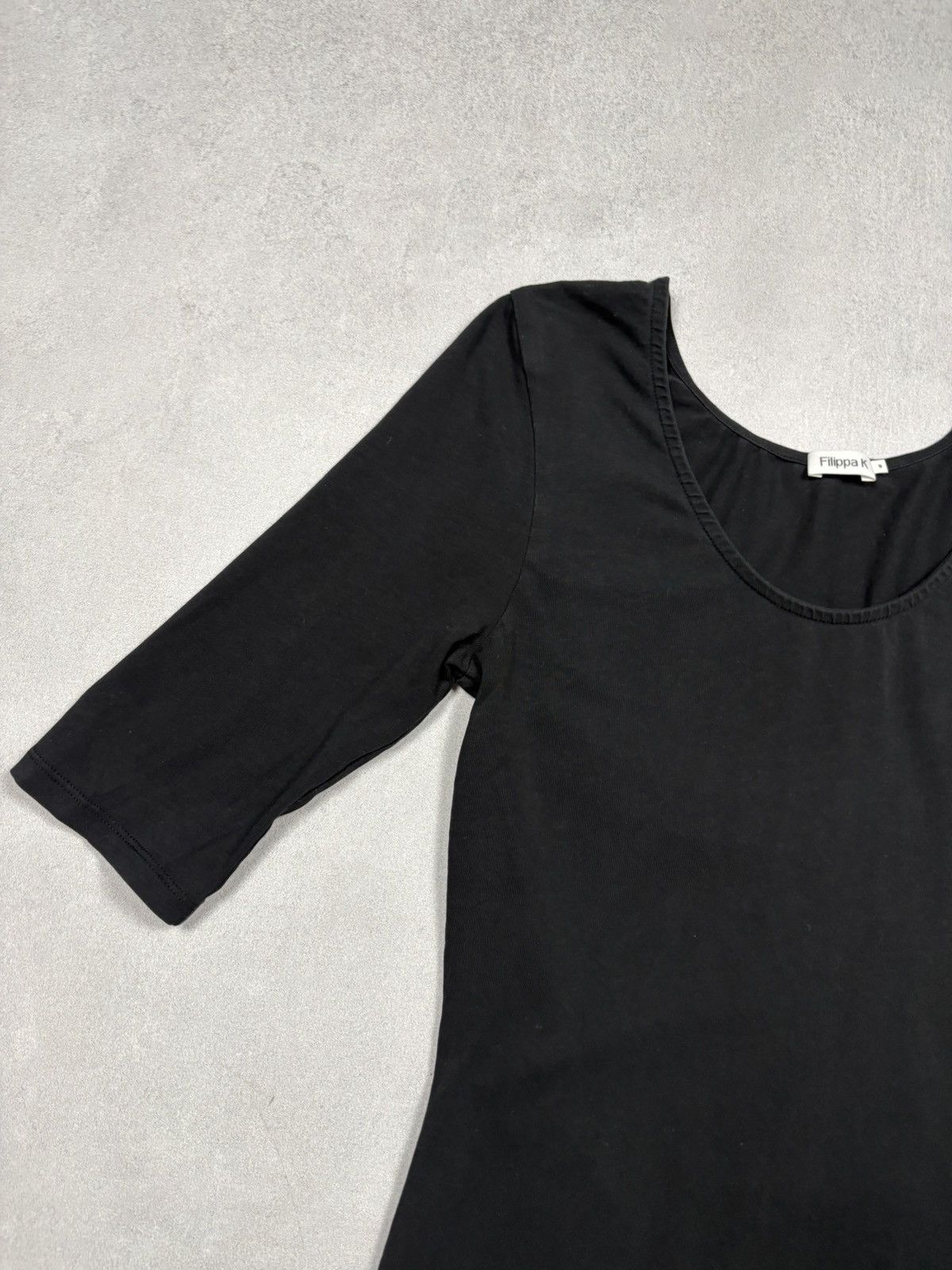 Filippa K Filippa K Black Scoop Neck 3/4 Sleeve Minimalist Top S Size S / US 4 / IT 40 - 3 Thumbnail