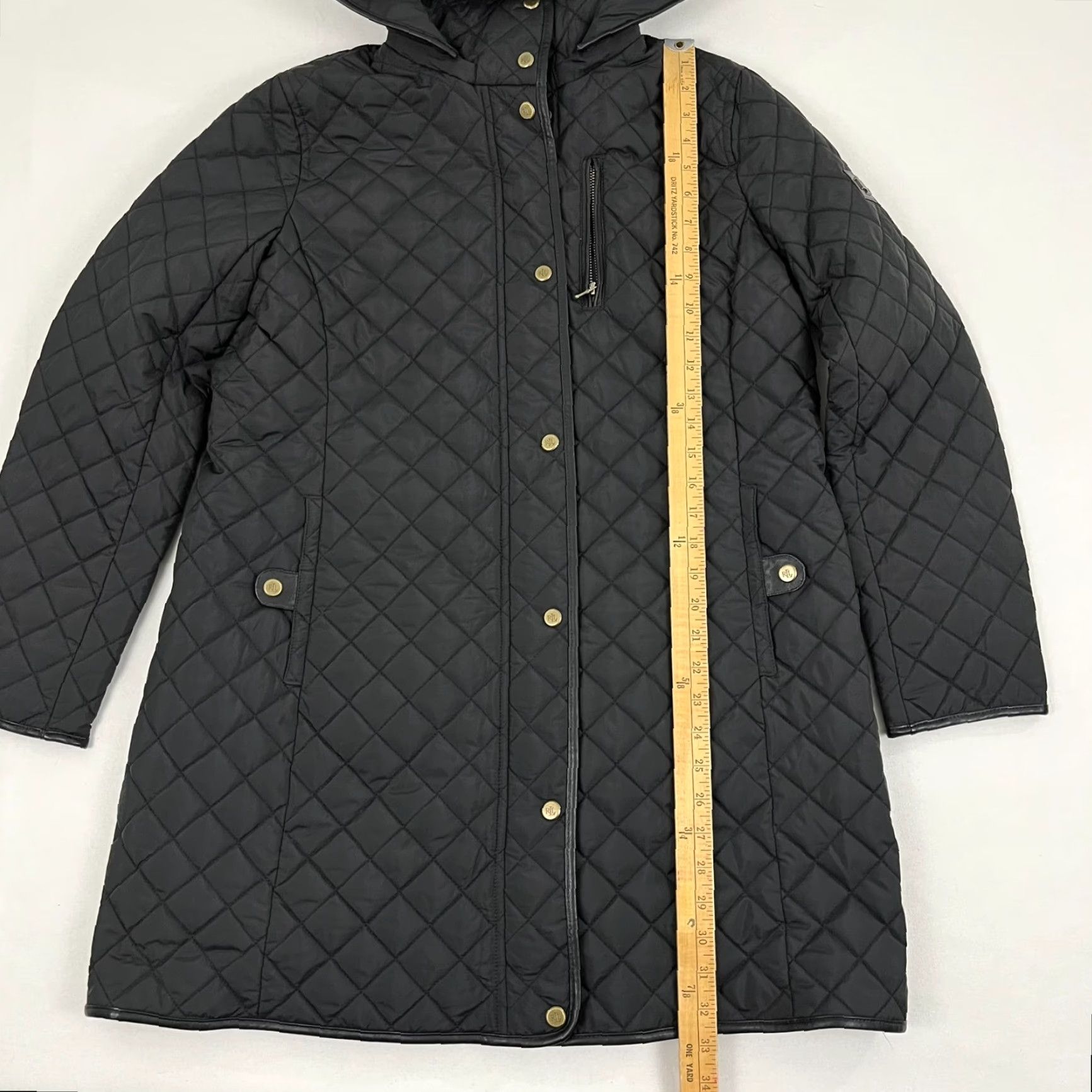 Ralph Lauren Lauren Ralph Lauren Jacket PL Black Quilted Hooded Faux Leather Trim Womens Size L / US 10 / IT 46 - 4 Thumbnail