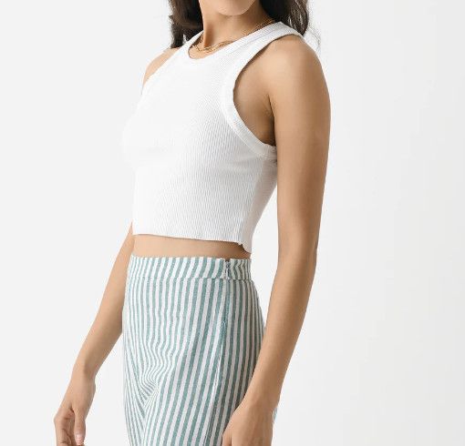 Agolde *** AGOLDE Cropped Bailey Tank White ( S ) Size S / US 4 / IT 40 - 1 Thumbnail