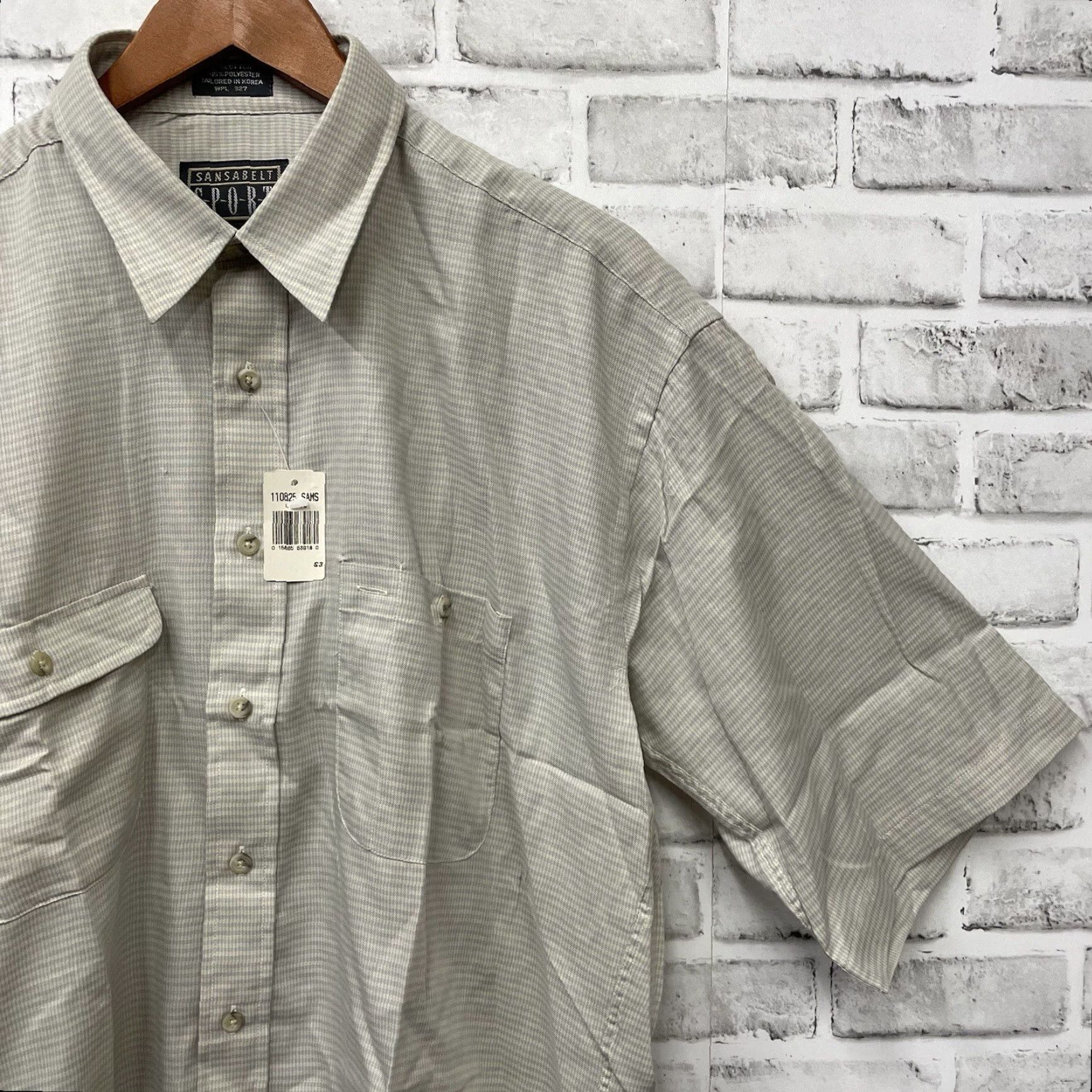 Vintage VINTAGE SANSABELT Cotton Plaid Button-Up Shirt Mens Short Sleeve Size L Beige Sports Size US L / EU 52-54 / 3 - 2 Thumbnail