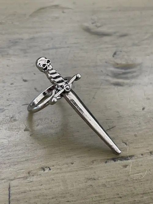 Vintage Skull Dagger Punk Ring Size ONE SIZE - 1 Thumbnail