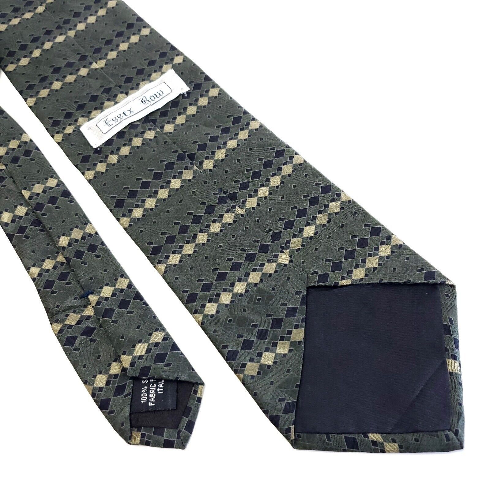 Designer Essex Row Jacquard Print Abstract Green Short Silk Tie Size ONE SIZE - 5 Thumbnail