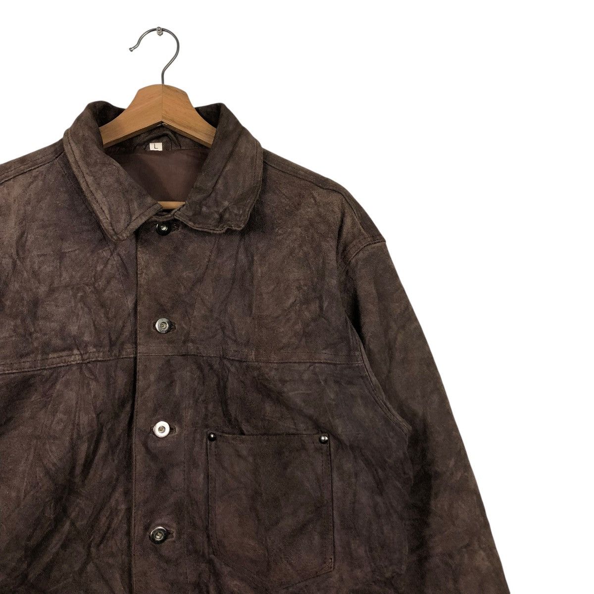Japanese Brand 🔥VINTAGE GENUINE LEATHER JACKET COW SPLIT ISSEY MIYAKE Size US L / EU 52-54 / 3 - 8 Thumbnail