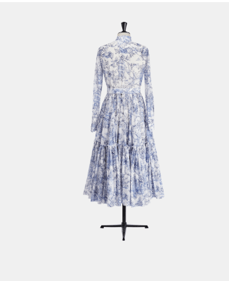 image of Dior O1W1Db10124 Toile De Jouy Vessel Cotton Dress In White, Women's (Size Medium)