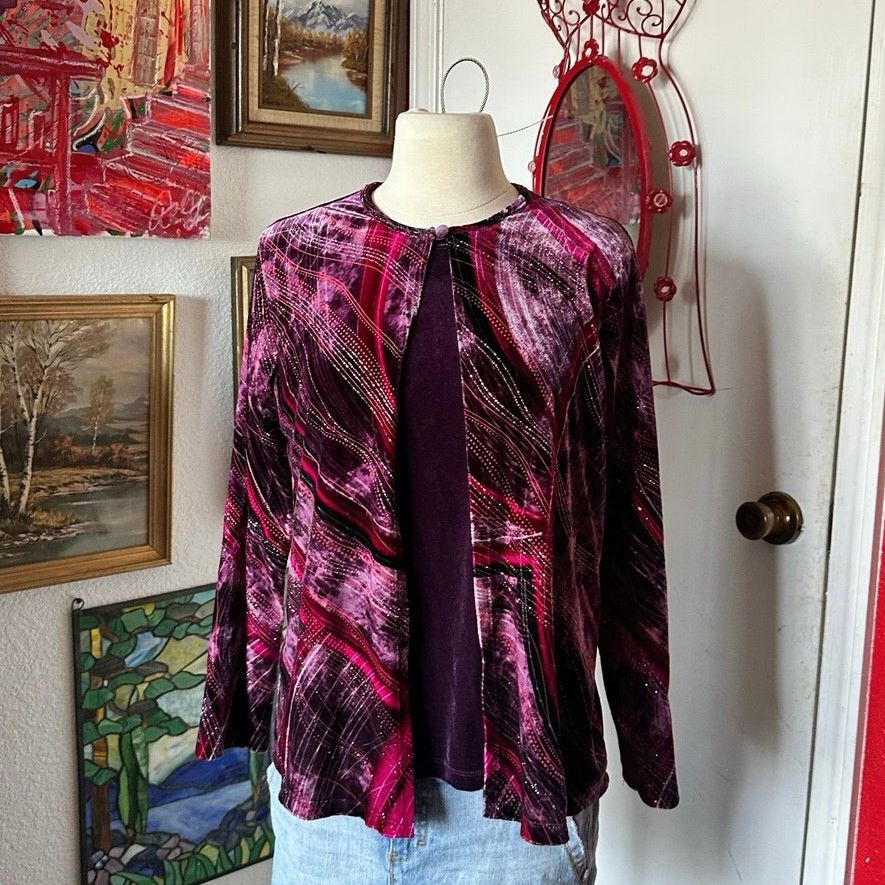 Other notations purple velvet pink long sleeve shirt Size M / US 6-8 / IT 42-44 - 1 Thumbnail