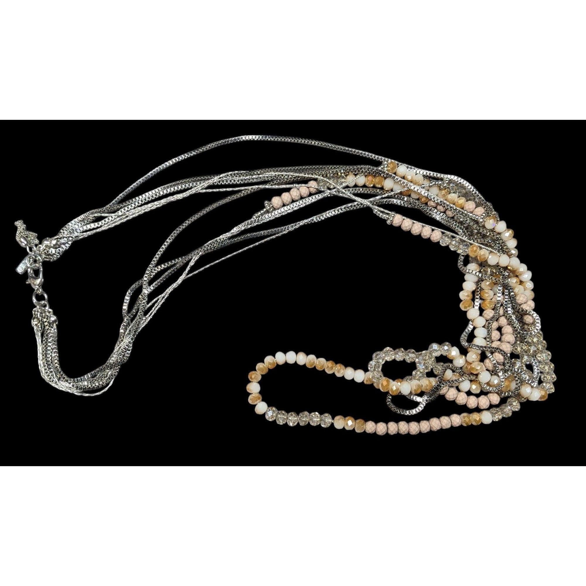 Vera Wang Vera Wang Multilayer Glass Beaded Silver Tone Chain Necklace Size ONE SIZE - 4 Thumbnail