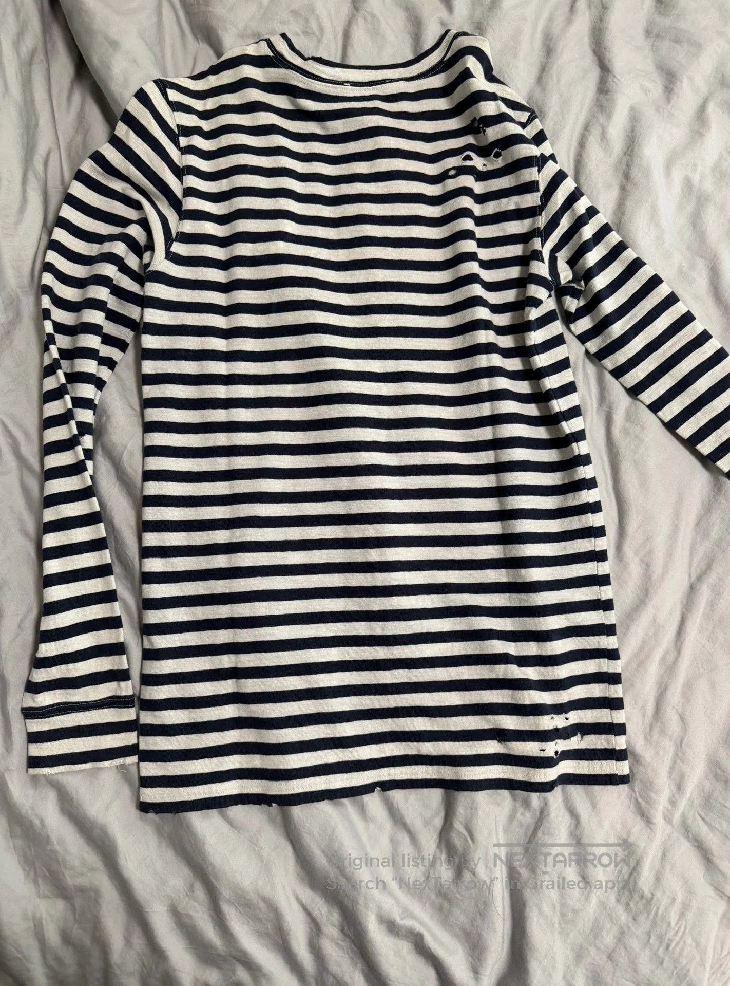 Balmain Balmain 10AW Navy Stripe Distressed LS T. Size US S / EU 44-46 / 1 - 2 Thumbnail