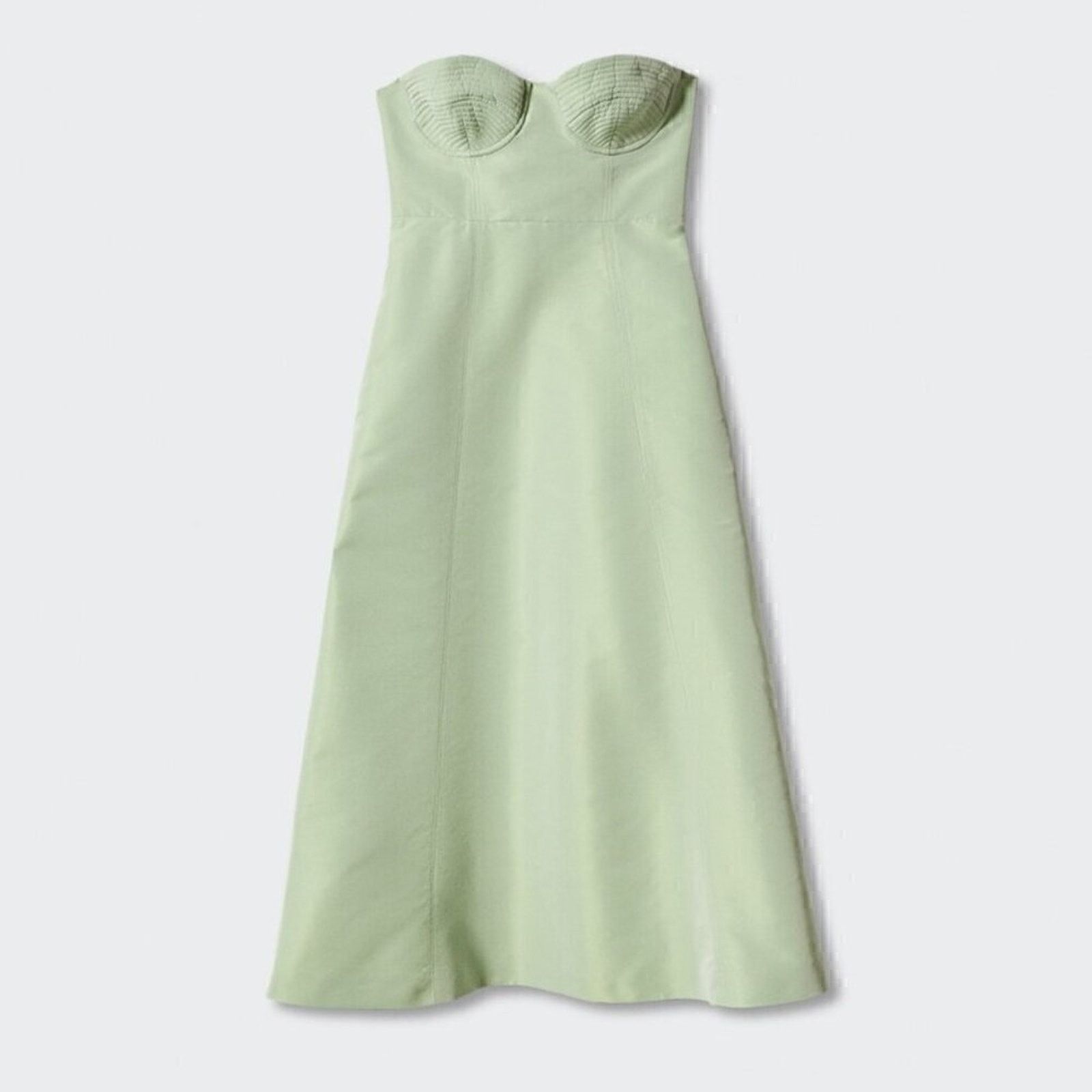 Mango MANGO Strapless Corset A-Line Midi Dress NWT — Green Size M / US 6-8 / IT 42-44 - 18 Thumbnail