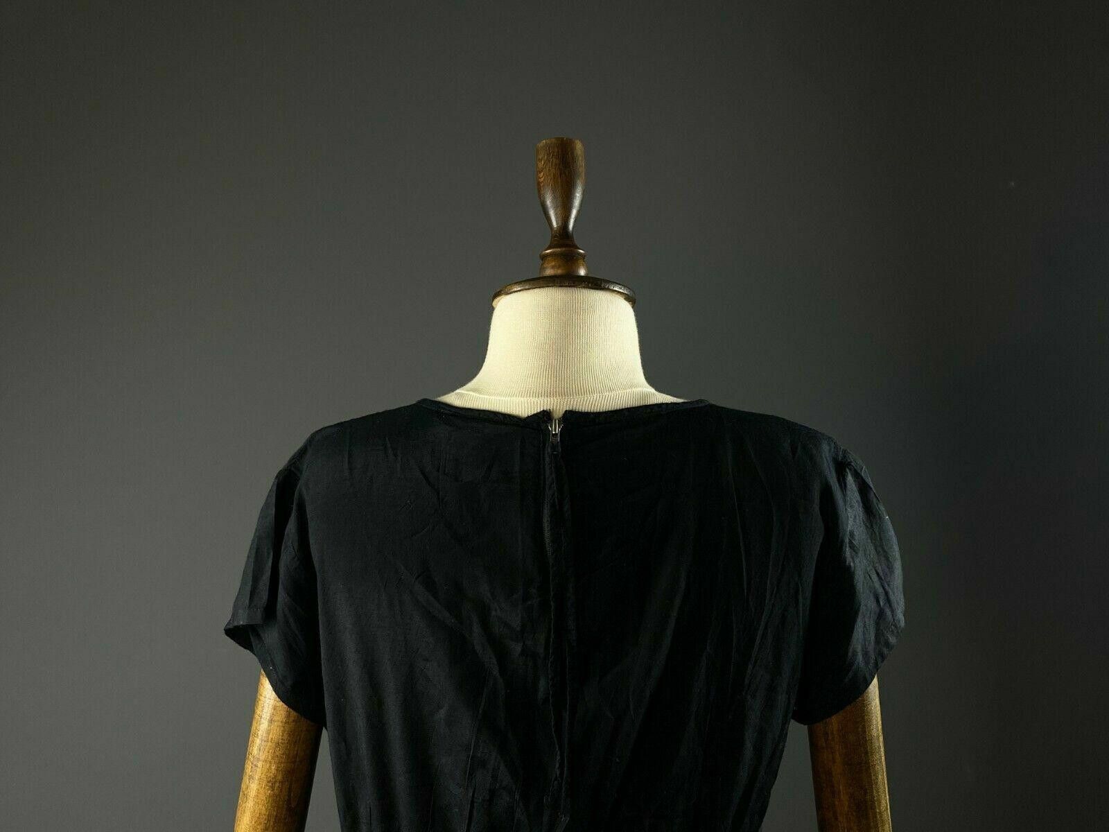 Massimo Osti Masai Black Short Sleeve Zip A-Line Knee Lenght Dress Size M Size M / US 6-8 / IT 42-44 - 7 Thumbnail