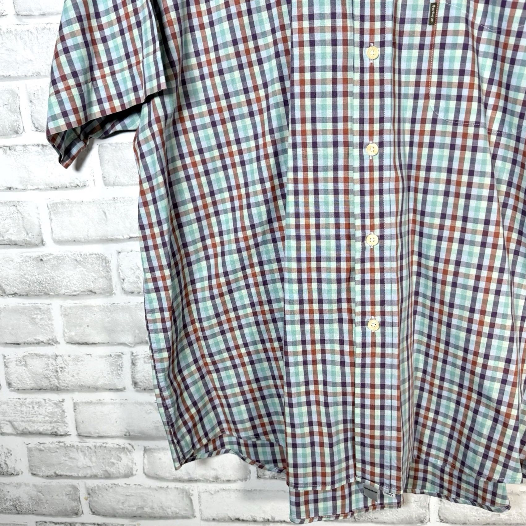 Barbour Barbour Plaid 100% Cotton Short Sleeve Button-Down Shirt Mens L Multicolor Button-Up Shirt Sox? Size US L / EU 52-54 / 3 - 3 Thumbnail