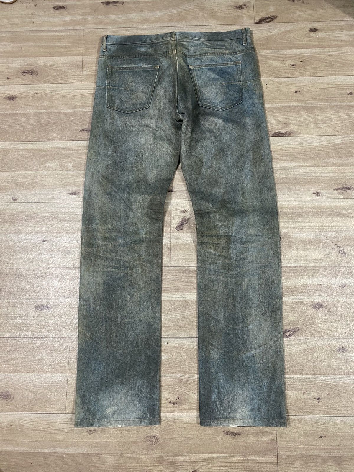 Dior SS04 Dior Homme Strip Dirty Bleu Claire Clawmark Denim Jeans Size US 34 / EU 50 - 2 Thumbnail