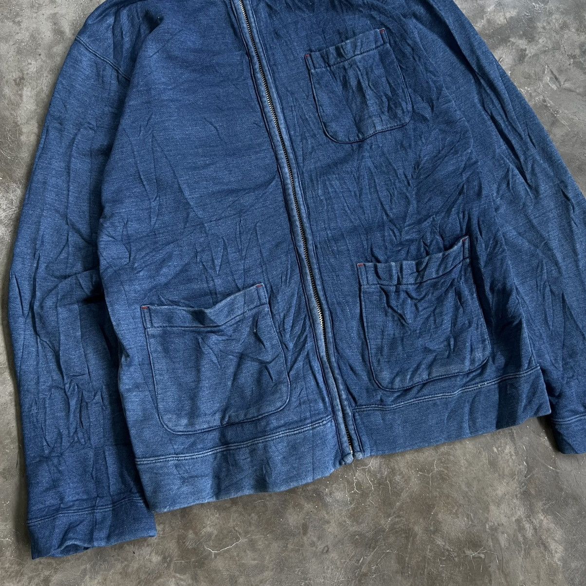 Blue Blue Japan 2000s Japanese Indigo Core Zip Hoodie Size US M / EU 48-50 / 2 - 3 Thumbnail