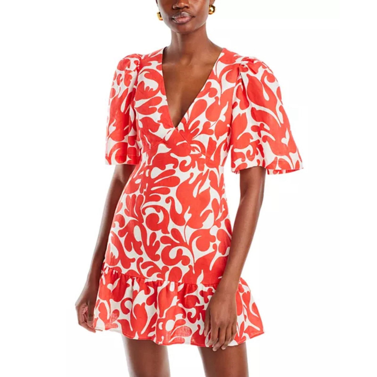 RHODE Rhode Mariana Printed Linen Dress Red Size S / US 4 / IT 40 - 1 Thumbnail