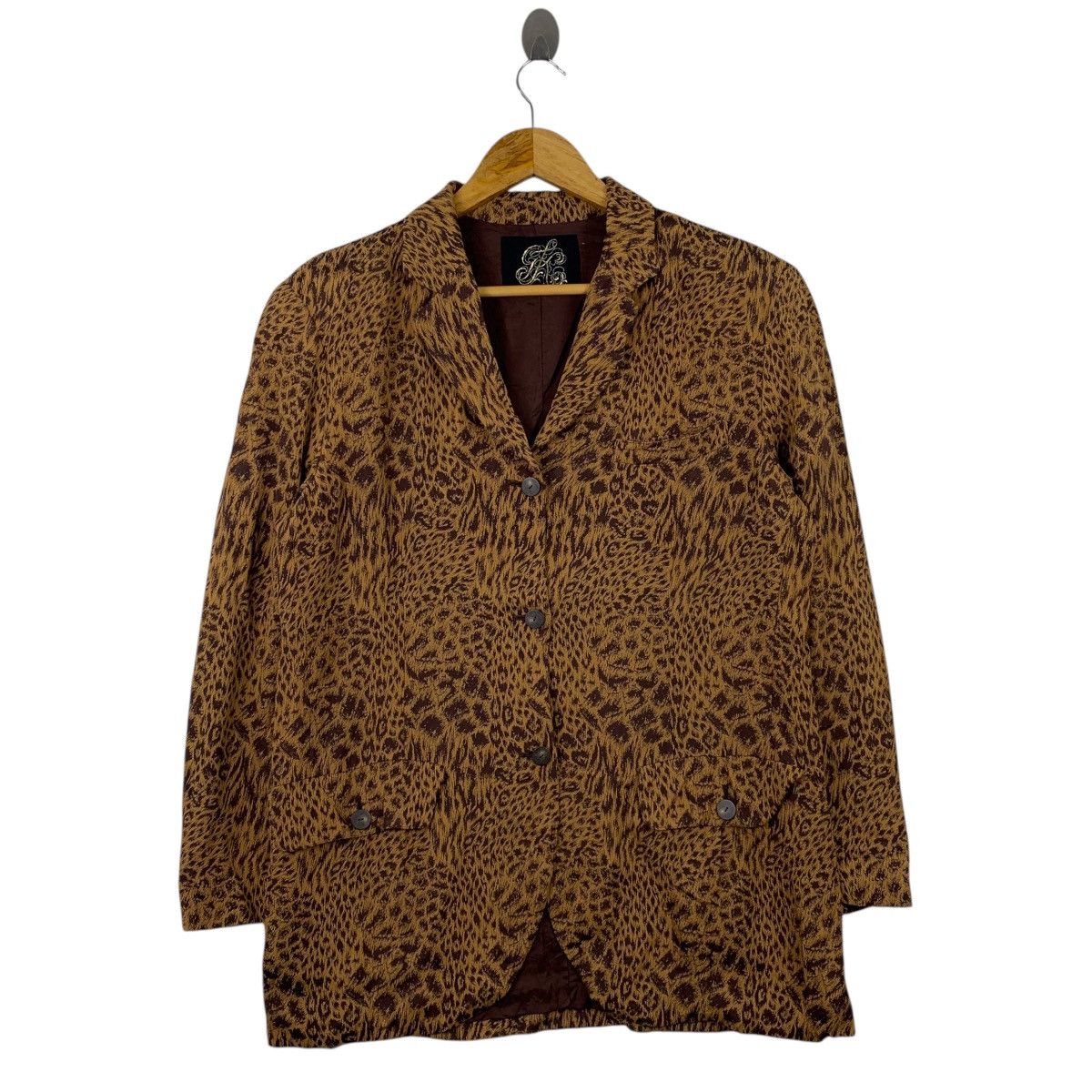 Karl Kani × Vintage Vintage KARL KANI Casualwear Leopard Design Silk CoatJacket Size M / US 6-8 / IT 42-44 - 1 Thumbnail