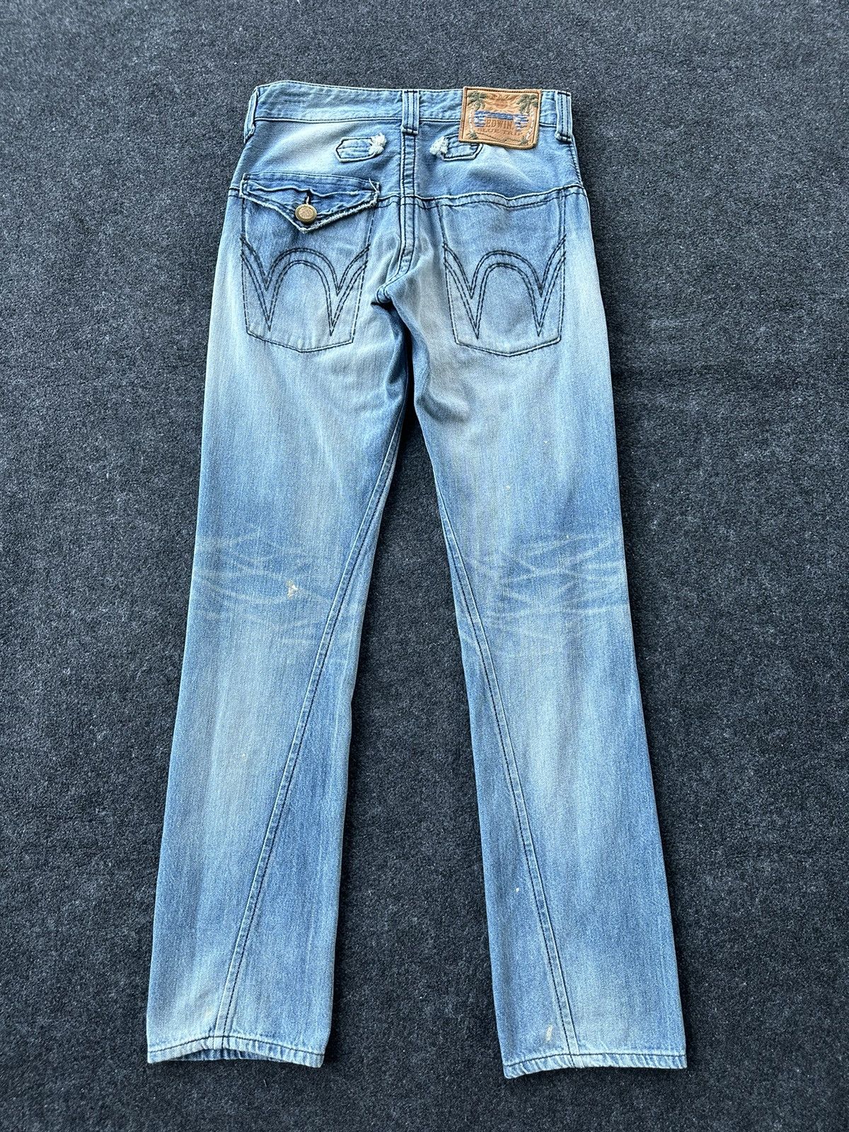 Edwin × If Six Was Nine × Vintage Vintage Edwin Blue Trip Distressed Hawaian Denim D166 Size US 28 / EU 44 - 4 Thumbnail