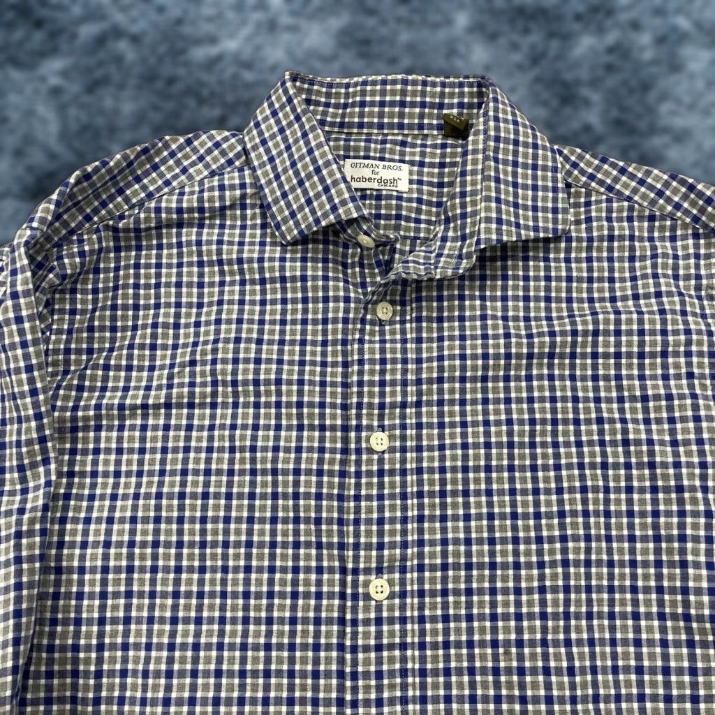 Vintage VINTAGE Gitman Bros Shirt Mens Large Blue Gray Check Haberdash Cotton Made USA Size US L / EU 52-54 / 3 - 1 Thumbnail