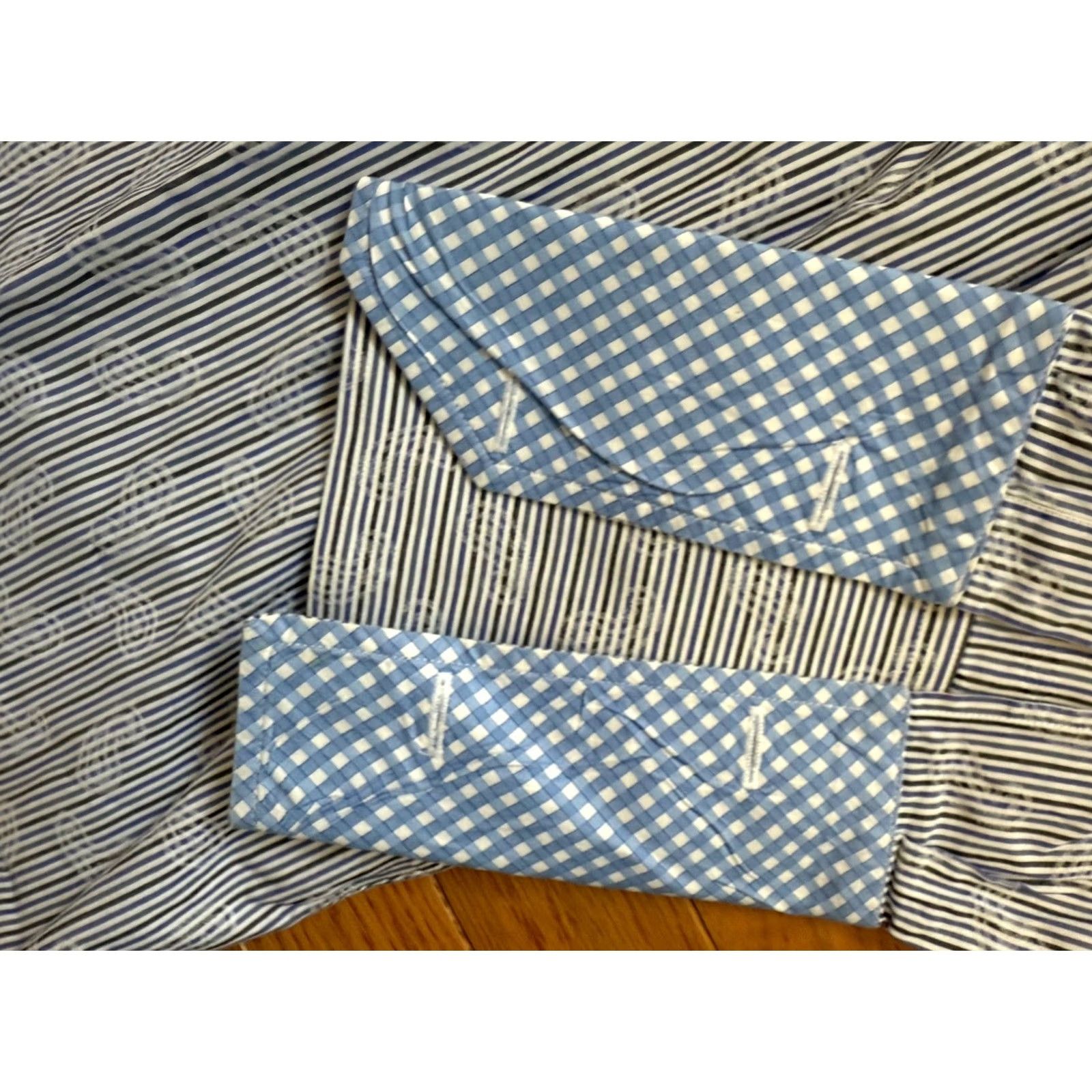 Robert Graham Robert Graham Shirt Mens 44 17 1/2 Blue Striped French Cuff Button Up Top EUC Size US XXL / EU 58 / 5 - 4 Thumbnail