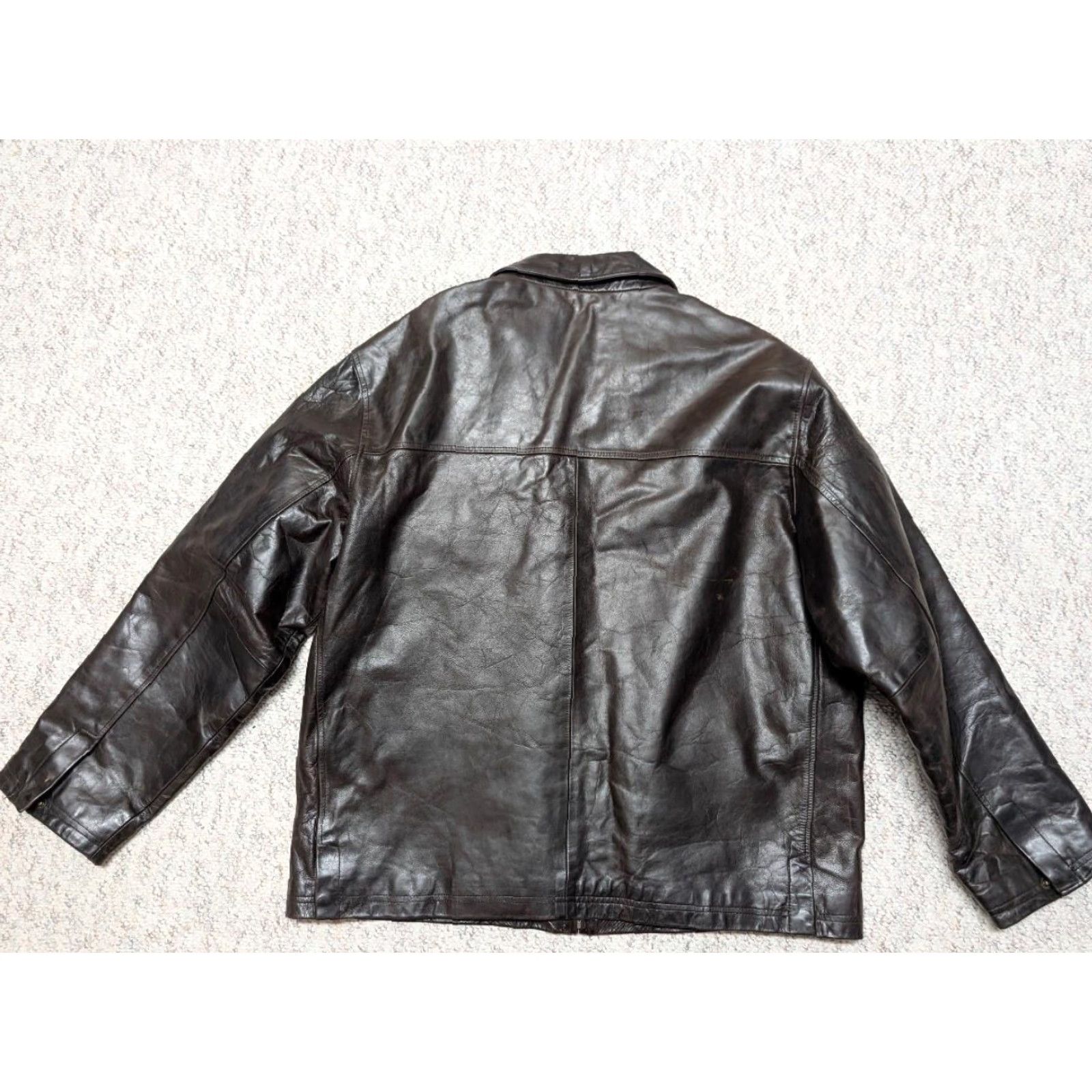Vintage VINTAGE Structure Motorcycle Jacket XL Brown Leather - Men's Jacket, 90s, Loose, Patina, 48-50 Chest, Zip Closure, Stiff Cowhide, Motorcycle Model Size US XL / EU 56 / 4 - 2 Thumbnail