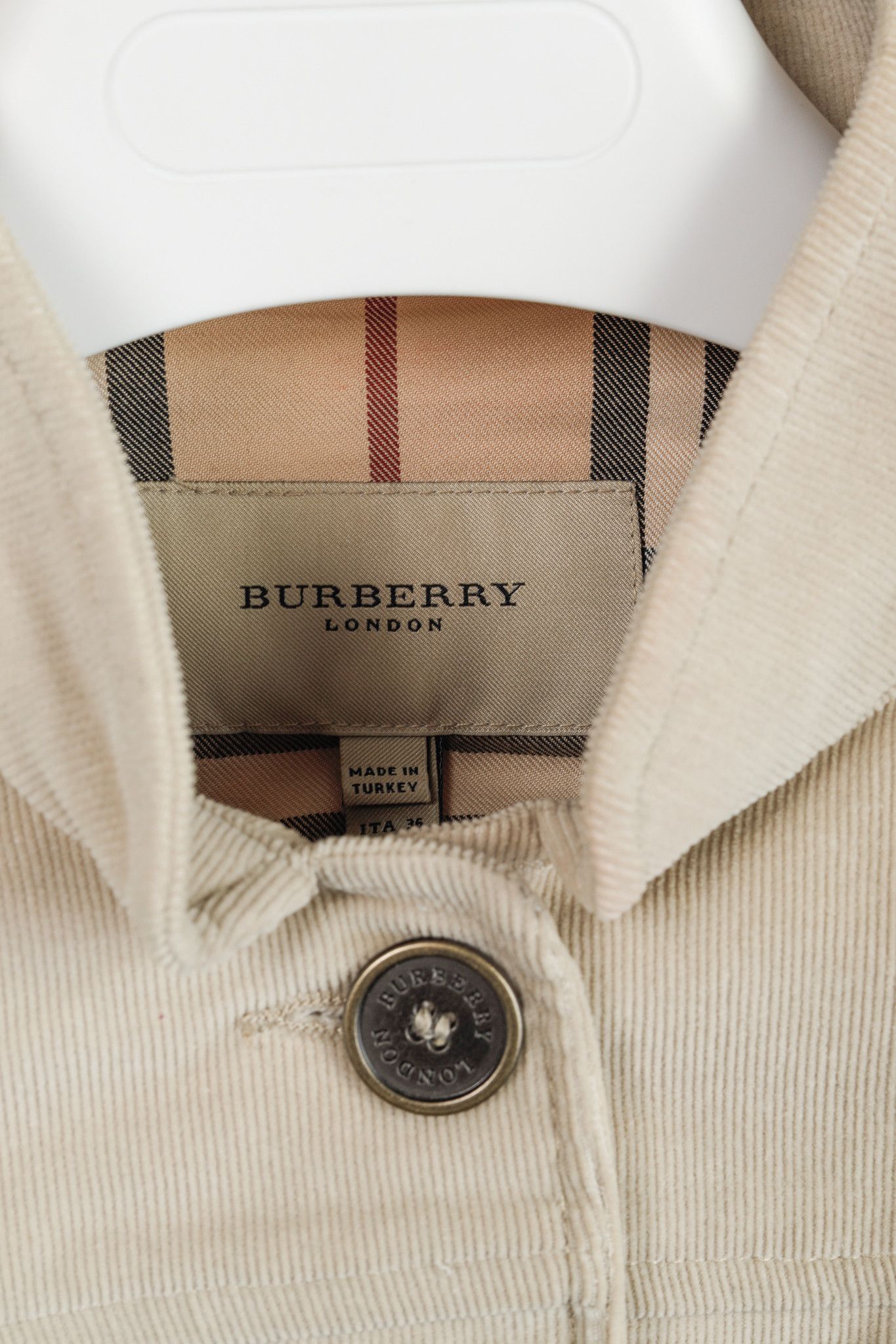 Burberry Burberry Beige Corduroy Buttoned Jacket Size XS / US 0-2 / IT 36-38 - 4 Thumbnail