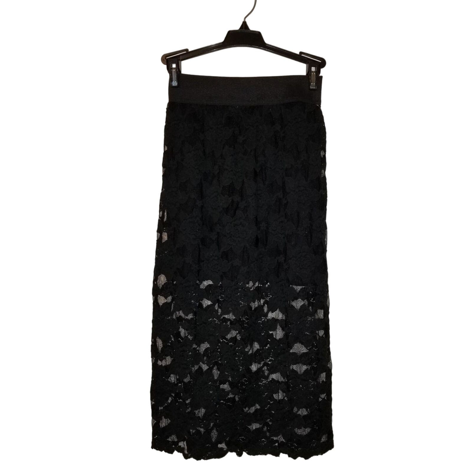Free People New Lace Pencil Skirt Black $78 X-Small Midi Elastic Waist Size 26" / US 2 / IT 38 - 8 Thumbnail