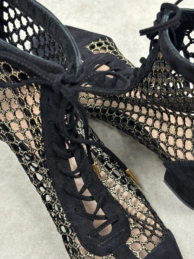 Dior 2000s Christian Dior Naughtily Black Spike Aglet Lace-Up Ankle Boots Size US 8 / IT 38 - 13 Thumbnail