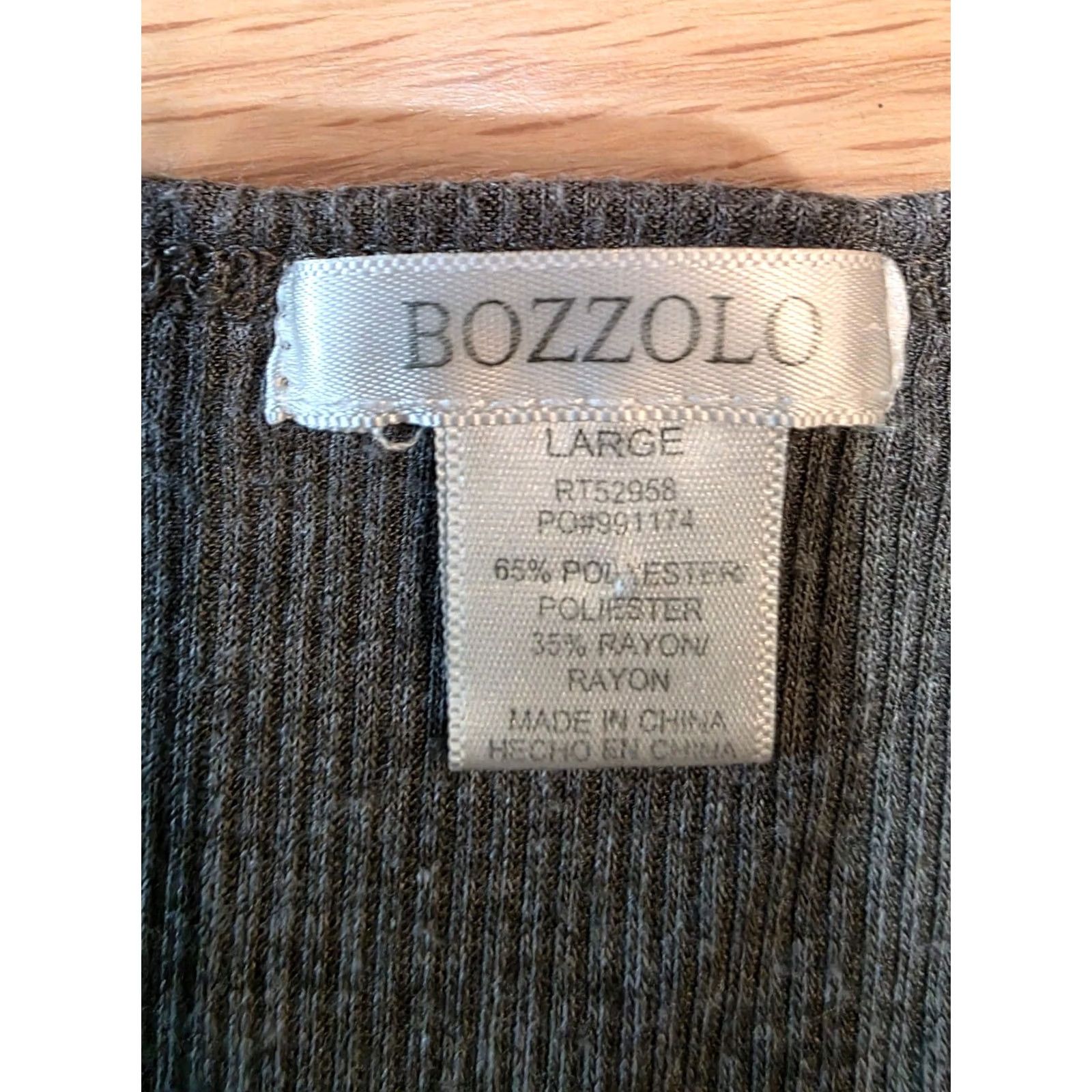 Vintage Bozzolo Henley Crop Top Women's L Gray Ribbed Knit Polyester Long Sleeve Shirt Cropped Casual Size L / US 10 / IT 46 - 5 Thumbnail